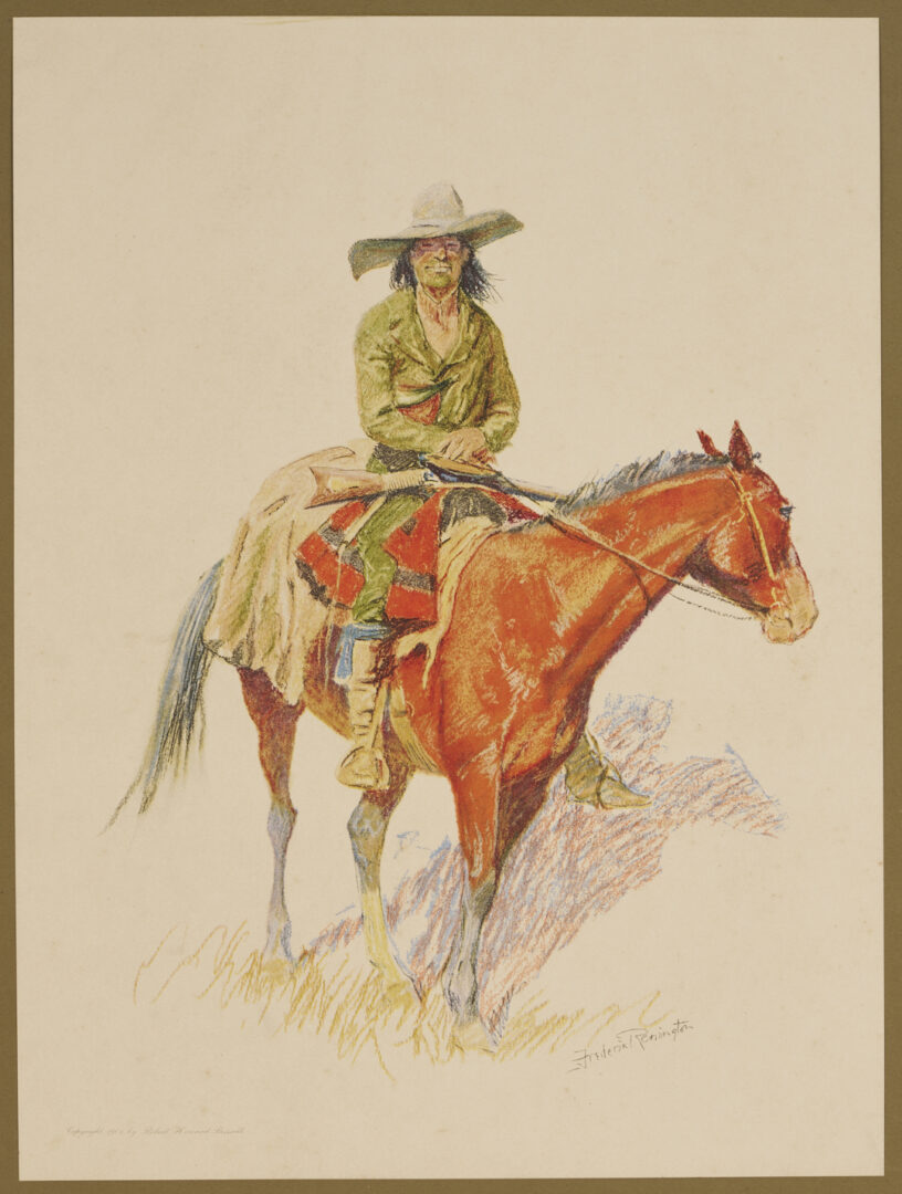 Lot 471: 2 Frederic Remington Lithographs from A Bunch of Buckskins, 1901