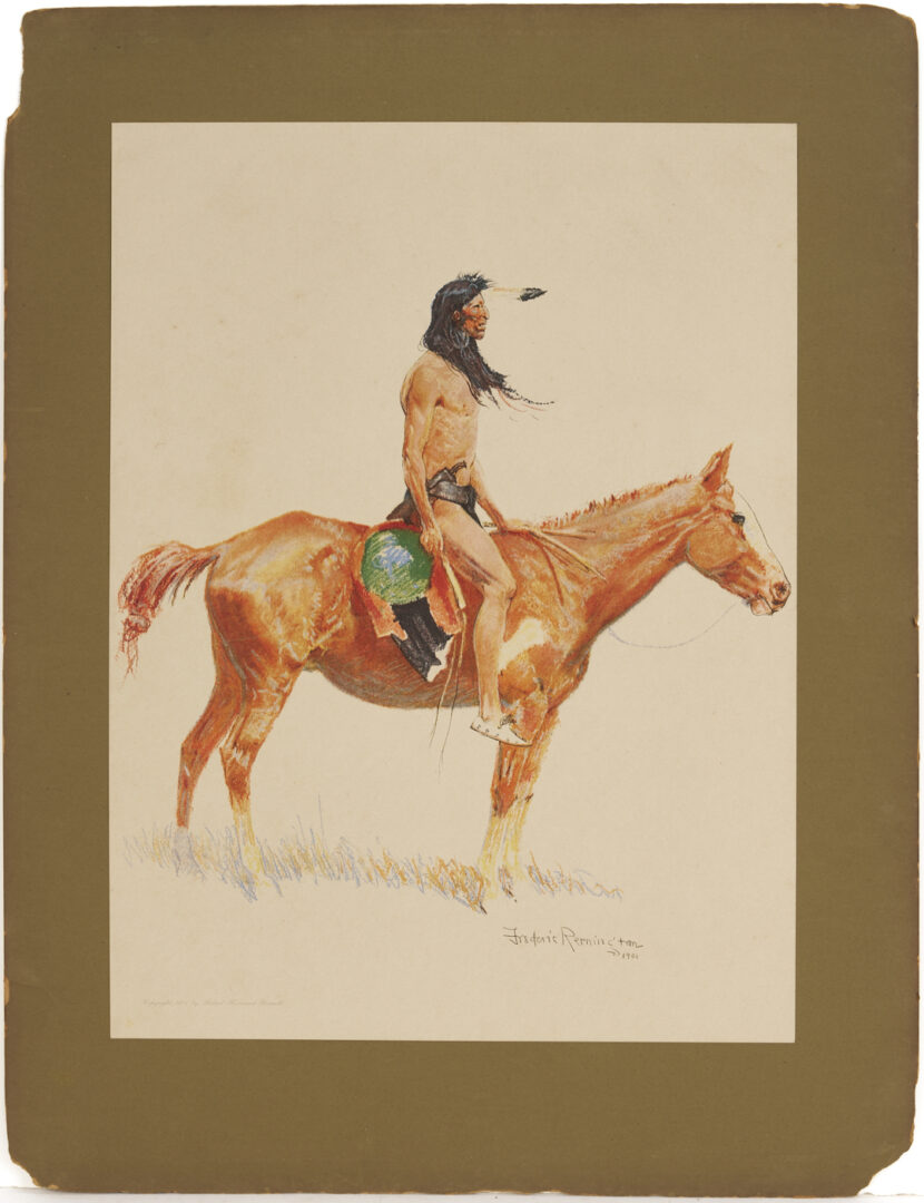 Lot 471: 2 Frederic Remington Lithographs from A Bunch of Buckskins, 1901