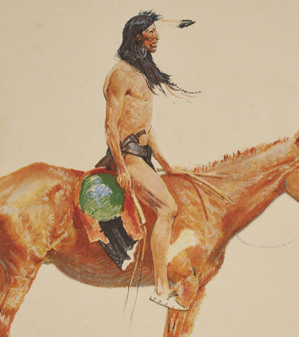 Lot 471: 2 Frederic Remington Lithographs from A Bunch of Buckskins, 1901