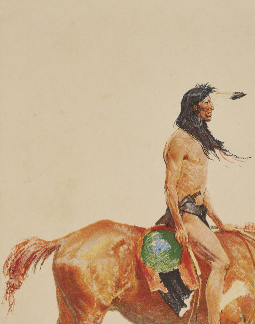 Lot 471: 2 Frederic Remington Lithographs from A Bunch of Buckskins, 1901