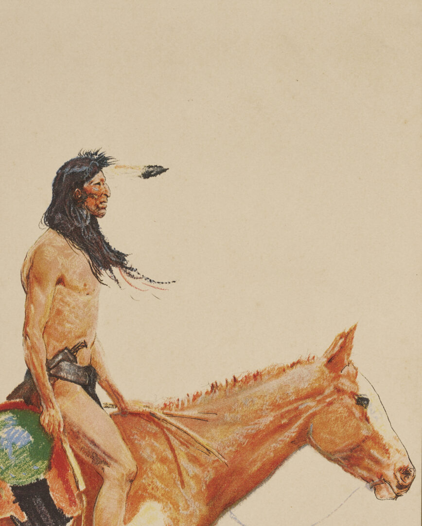 Lot 471: 2 Frederic Remington Lithographs from A Bunch of Buckskins, 1901