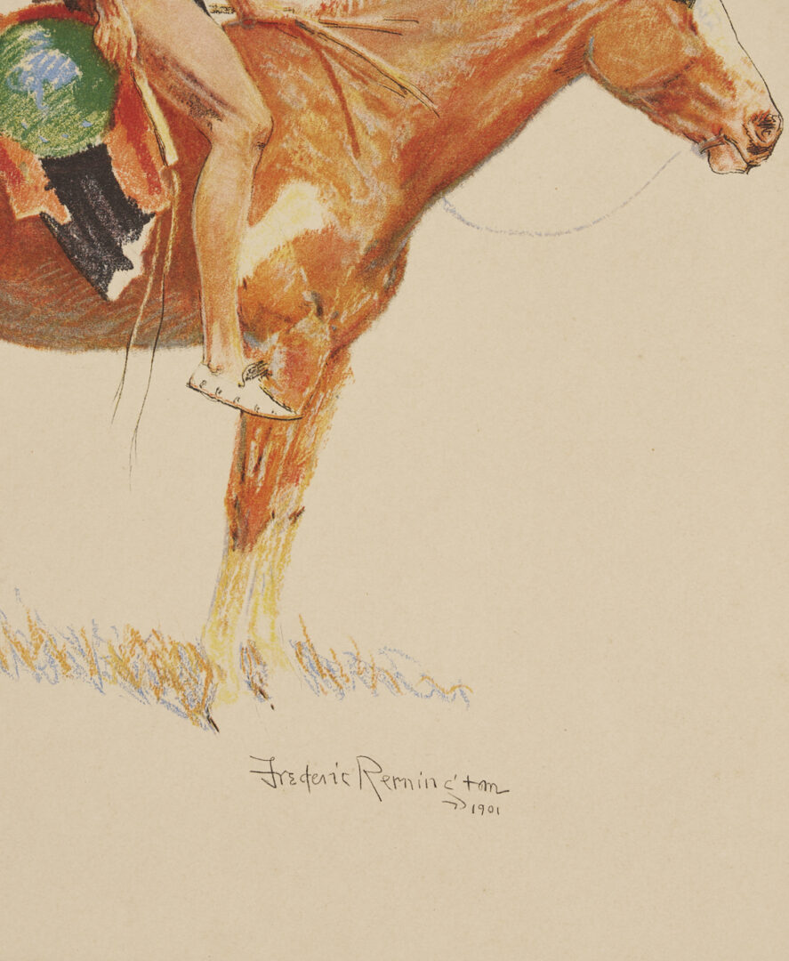 Lot 471: 2 Frederic Remington Lithographs from A Bunch of Buckskins, 1901