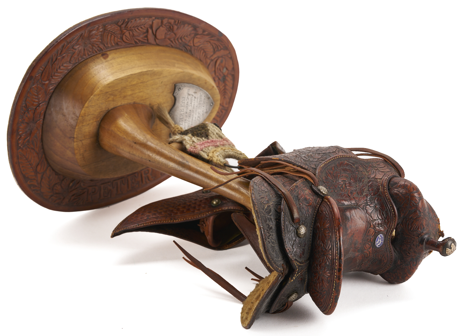 Lot 472: Visalia Quarter Scale Miniature Saddle on Stand, c. 1935
