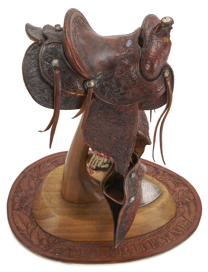 Lot 472: Visalia Quarter Scale Miniature Saddle on Stand, c. 1935