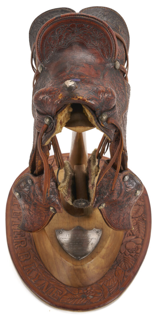 Lot 472: Visalia Quarter Scale Miniature Saddle on Stand, c. 1935