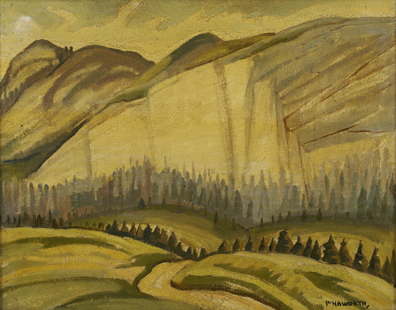 Lot 473: Peter Haworth Canadian Oil Painting, Valley of St. Anthony