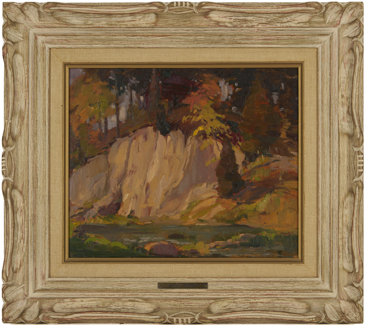Lot 474: F. Leonard Brooks Oil Painting, Canadian Autumn Landscape