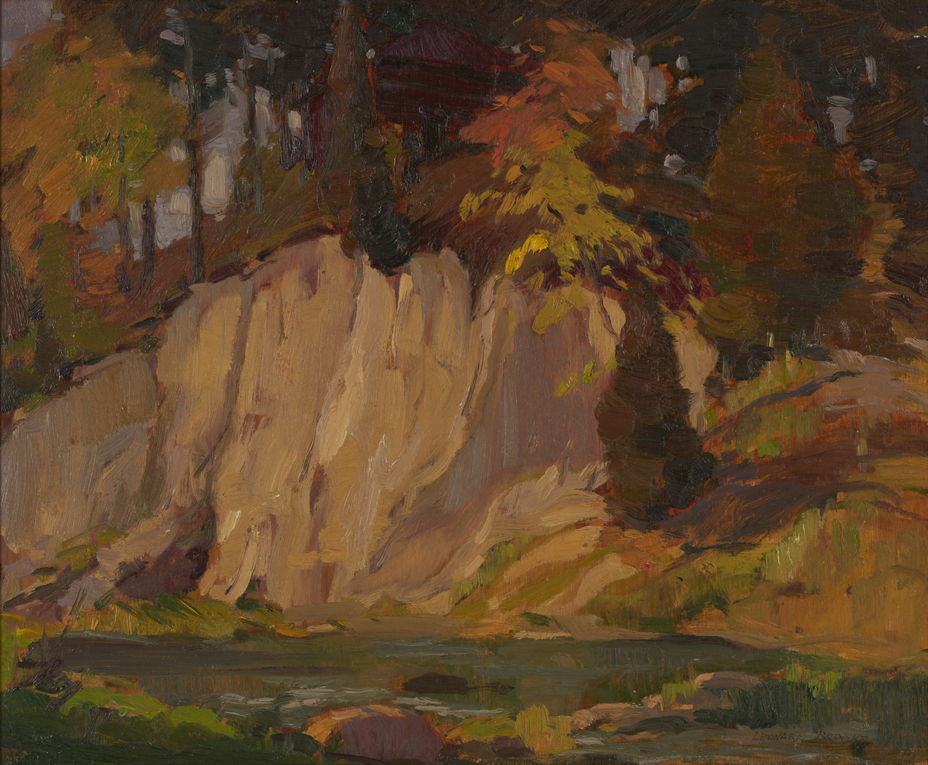 Lot 474: F. Leonard Brooks Oil Painting, Canadian Autumn Landscape