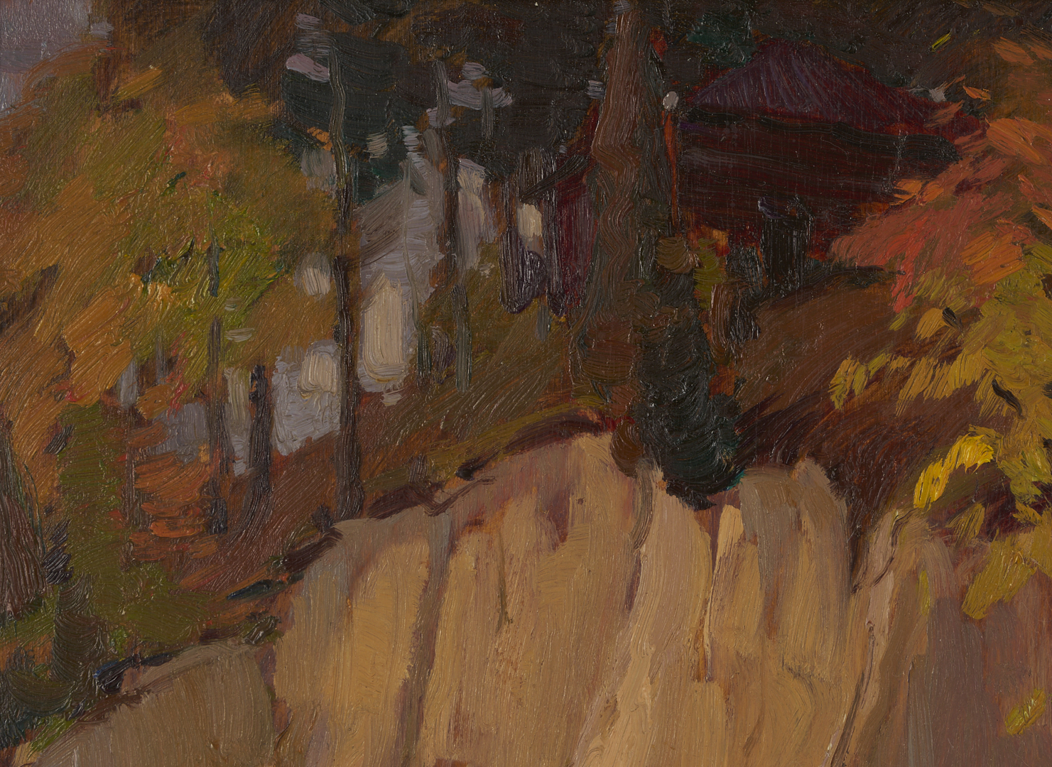 Lot 474: F. Leonard Brooks Oil Painting, Canadian Autumn Landscape