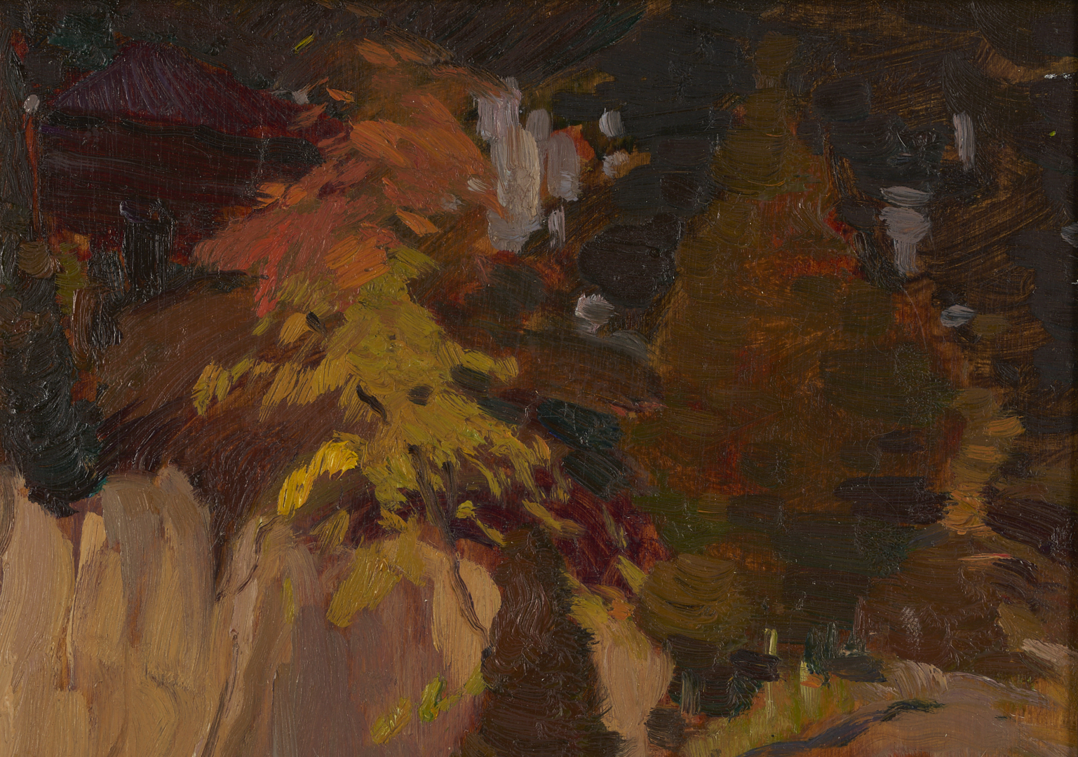 Lot 474: F. Leonard Brooks Oil Painting, Canadian Autumn Landscape