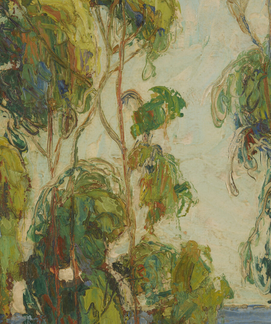 Lot 477: Virginia Woolley O/B California Landscape Painting, Laguna Trees