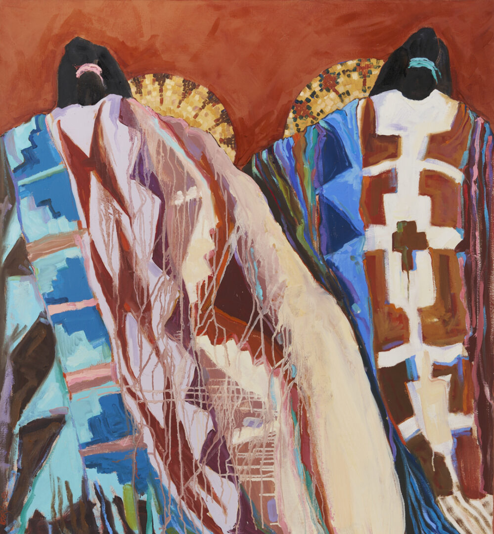Lot 479: Dolona Roberts Large Southwestern Oil Painting, Blankets