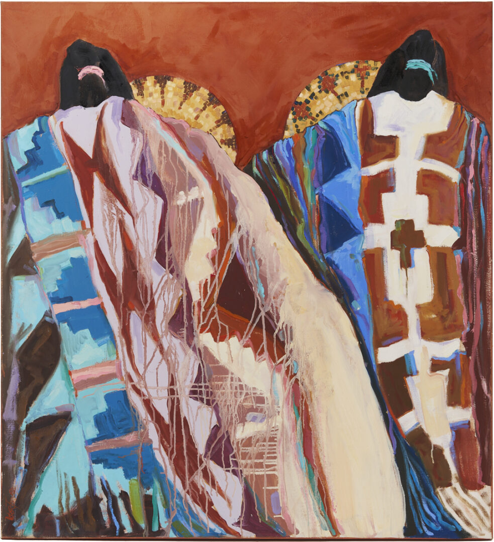 Lot 479: Dolona Roberts Large Southwestern Oil Painting, Blankets