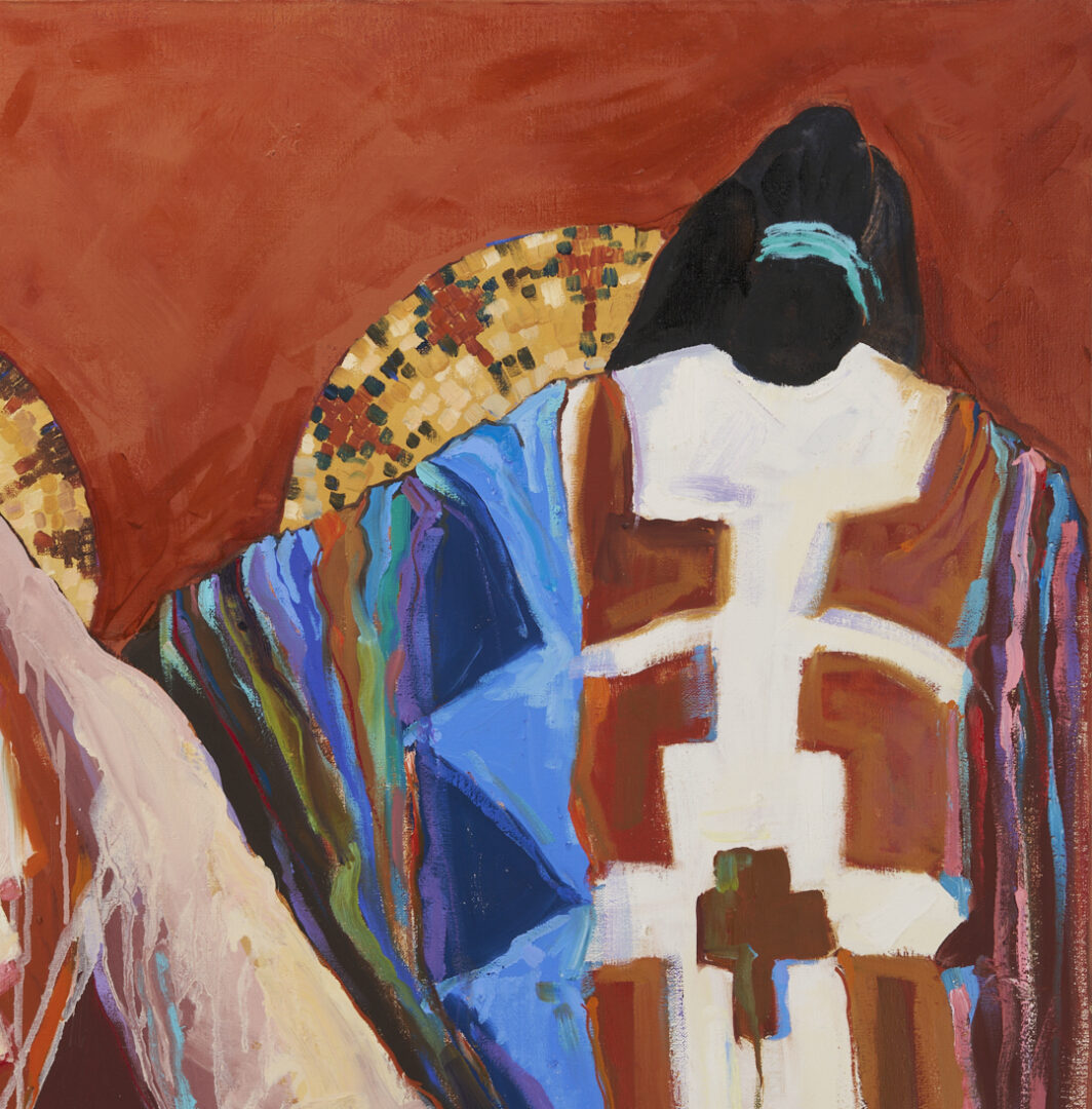 Lot 479: Dolona Roberts Large Southwestern Oil Painting, Blankets