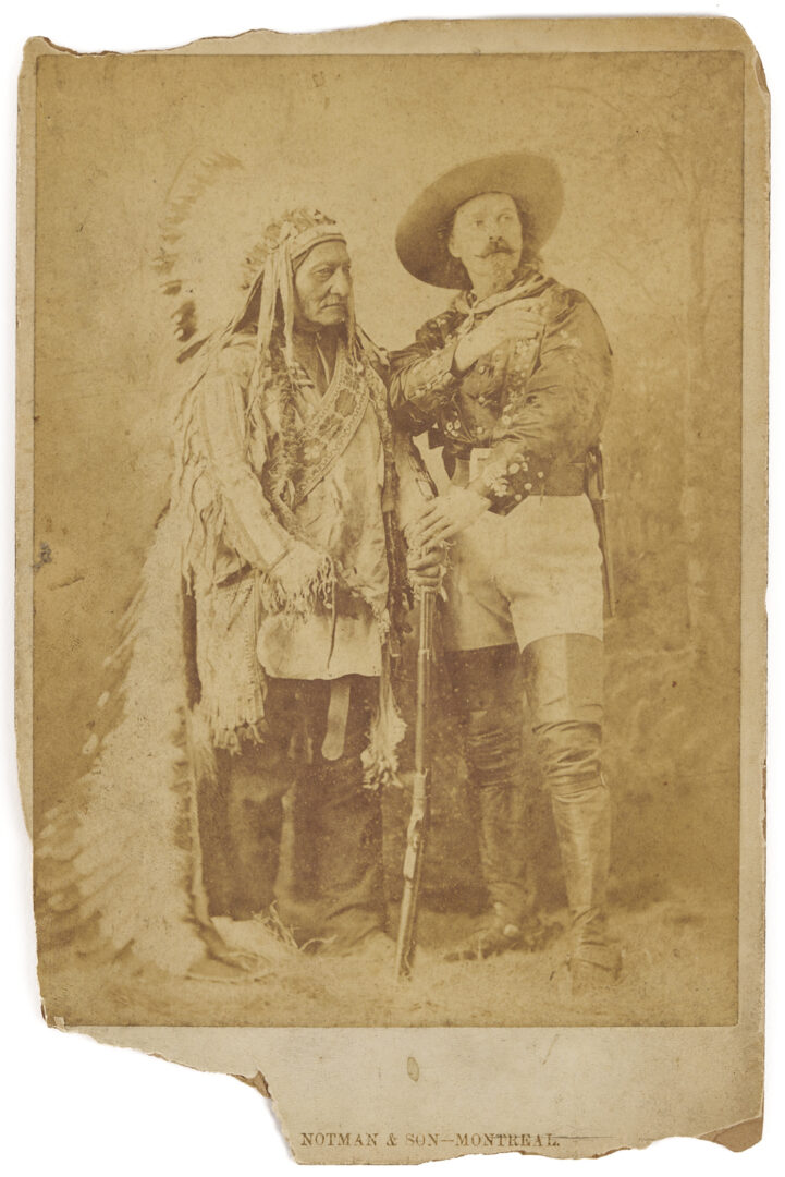 Lot 481: 2 19th C. American Indian/Sitting Bull Cabinet Cards Incl. Bailey, Dix & Mead & Buffalo Bill