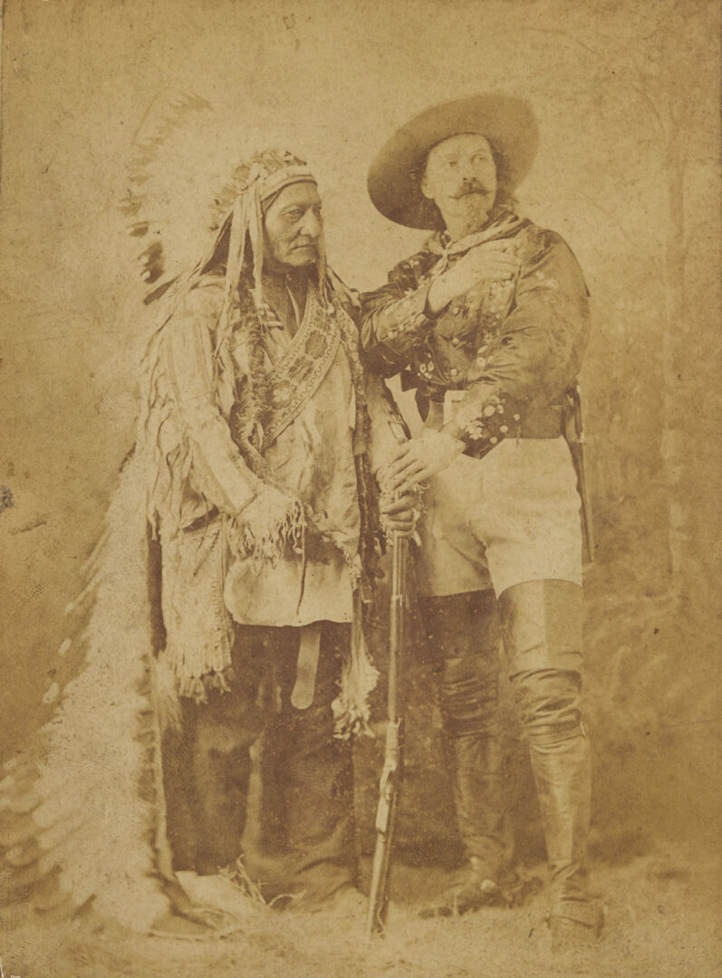 Lot 481: 2 19th C. American Indian/Sitting Bull Cabinet Cards Incl. Bailey, Dix & Mead & Buffalo Bill