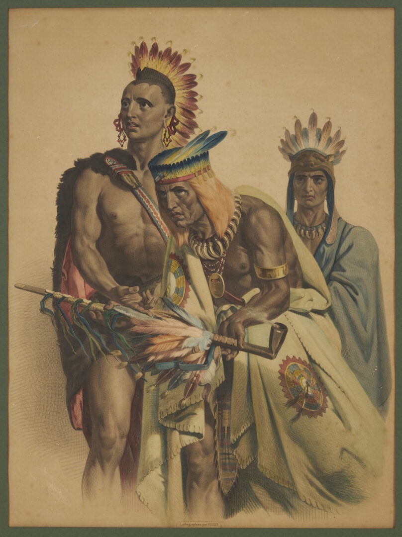Lot 483: Rare 19th c. Julien Historical Lithograph after W. Powell, Discovery of the Mississippi