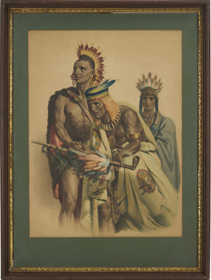 Lot 483: Rare 19th c. Julien Historical Lithograph after W. Powell, Discovery of the Mississippi
