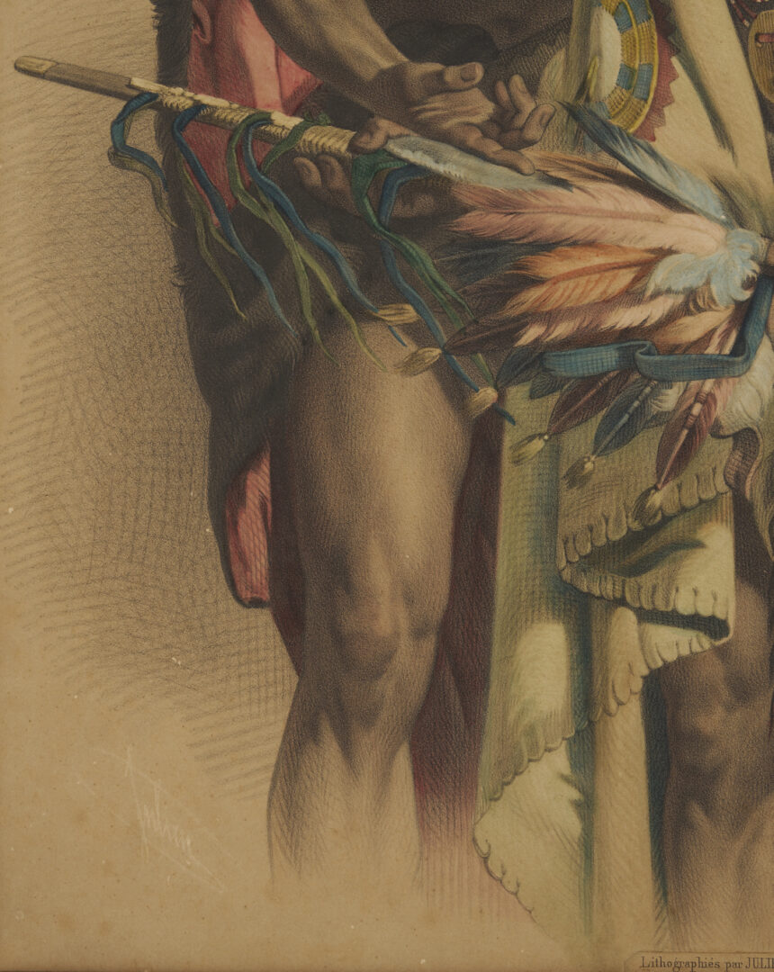 Lot 483: Rare 19th c. Julien Historical Lithograph after W. Powell, Discovery of the Mississippi