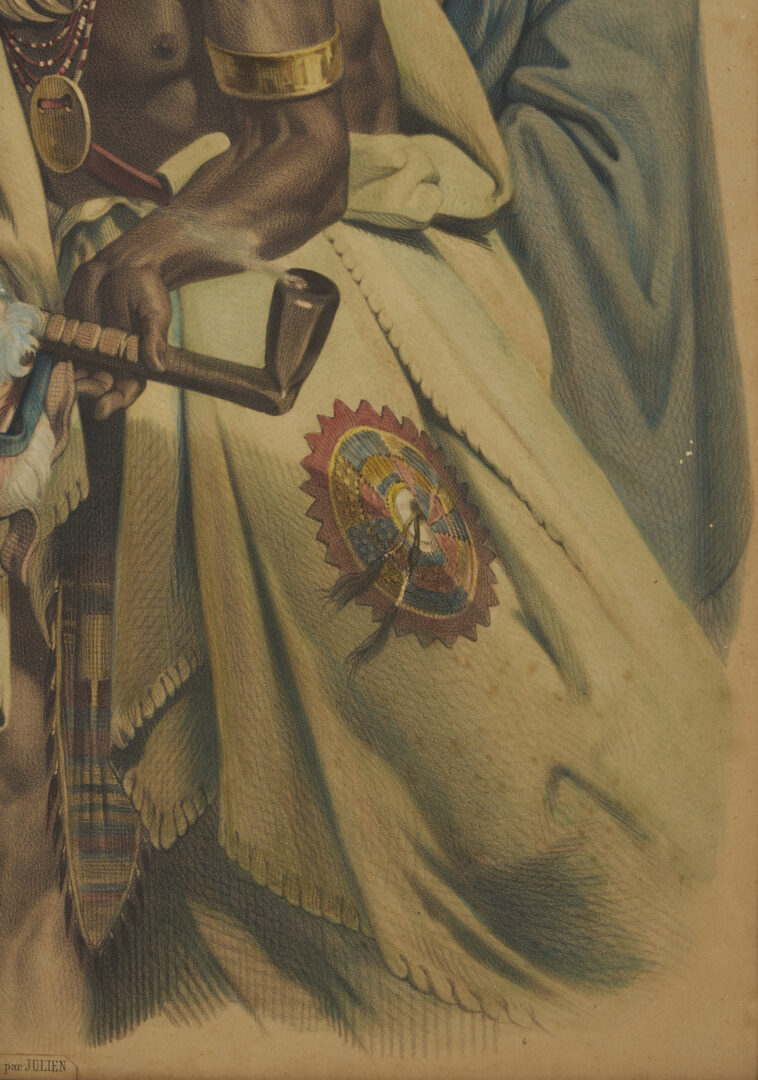 Lot 483: Rare 19th c. Julien Historical Lithograph after W. Powell, Discovery of the Mississippi