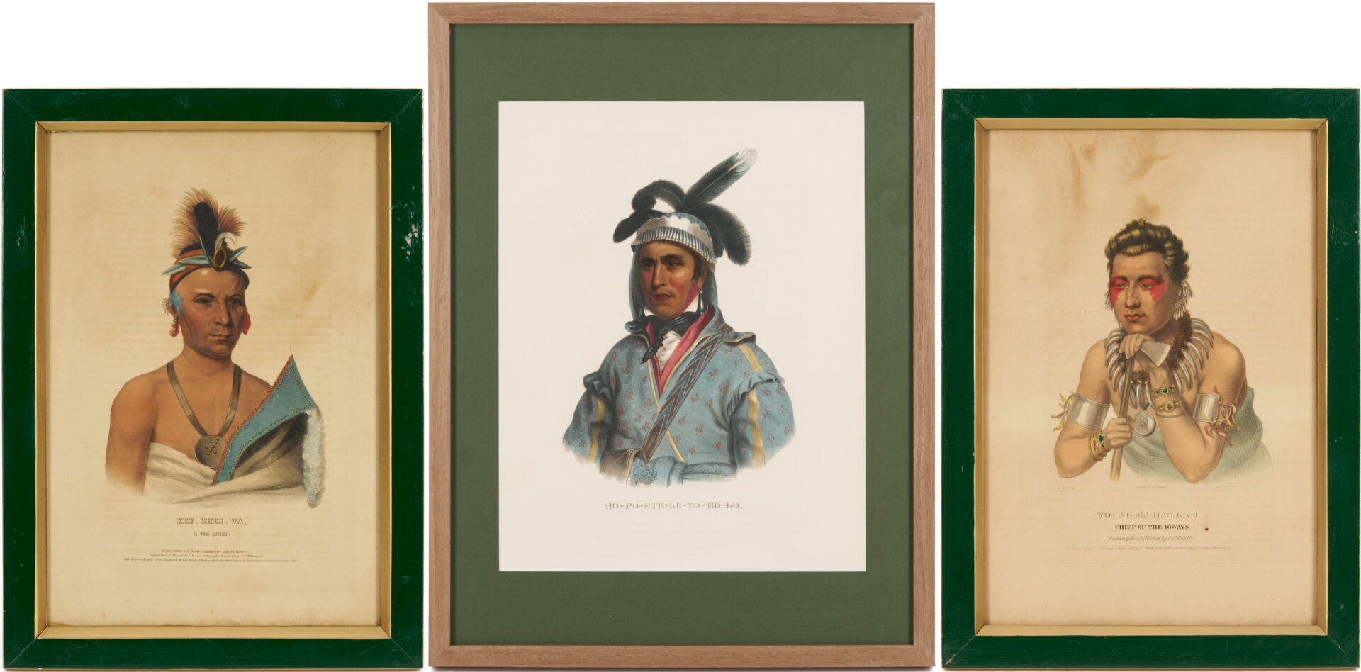 Lot 484: 3 McKenney & Hall Lithographs, History of the Indian Tribes of N. America Folio Edition