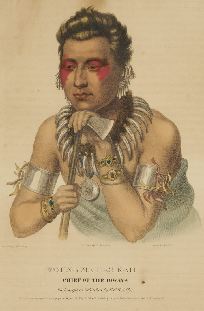 Lot 484: 3 McKenney & Hall Lithographs, History of the Indian Tribes of N. America Folio Edition