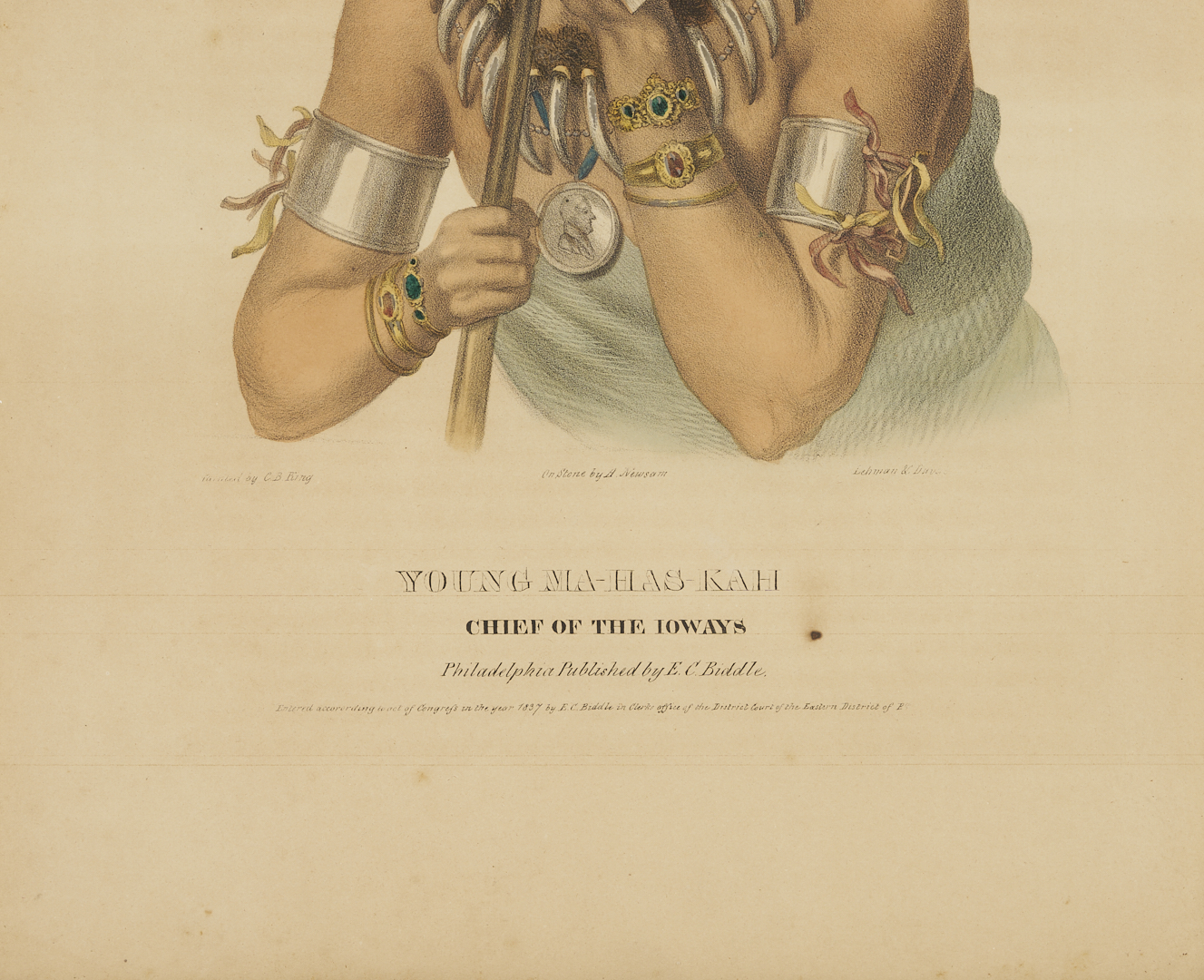 Lot 484: 3 McKenney & Hall Lithographs, History of the Indian Tribes of N. America Folio Edition