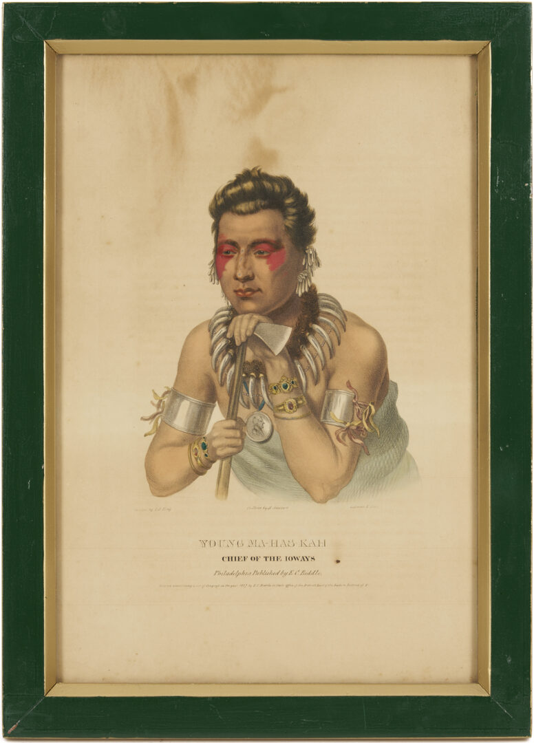 Lot 484: 3 McKenney & Hall Lithographs, History of the Indian Tribes of N. America Folio Edition