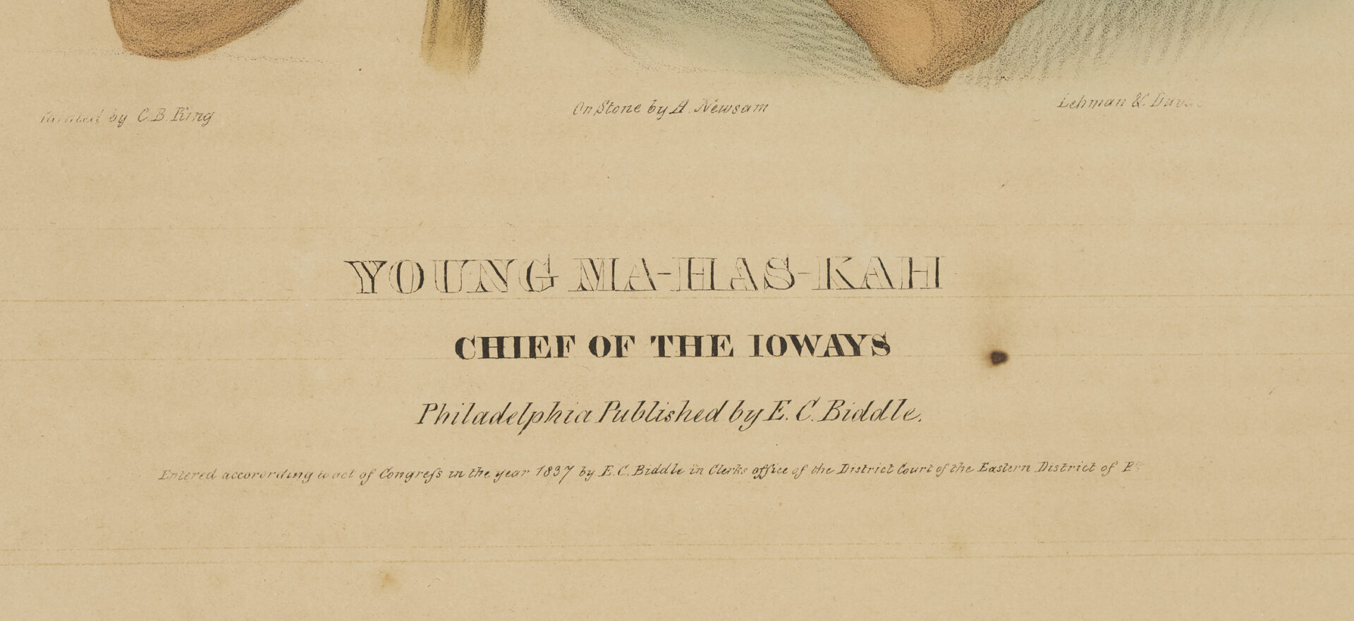Lot 484: 3 McKenney & Hall Lithographs, History of the Indian Tribes of N. America Folio Edition