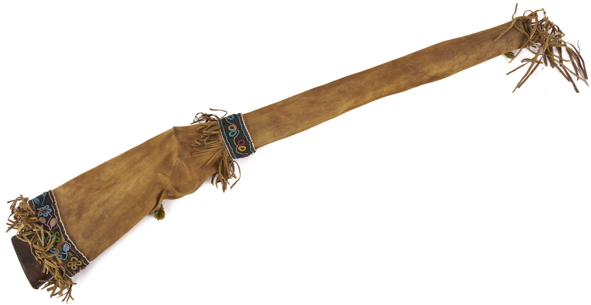Lot 485: Plains Cree Beaded Rifle Scabbard w/ Barnett Trade Musket