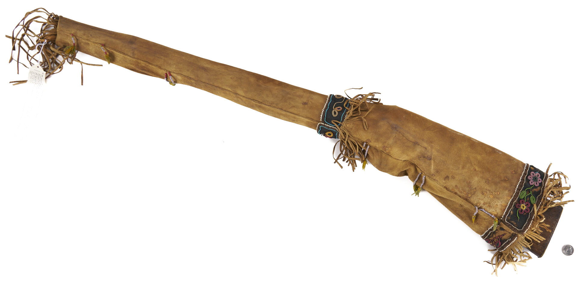 Lot 485: Plains Cree Beaded Rifle Scabbard w/ Barnett Trade Musket