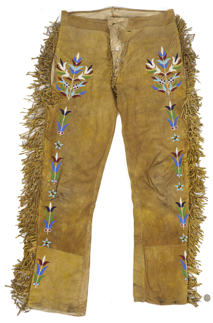 Lot 489: Native American Southern Cree Man’s Beaded Hide Trousers
