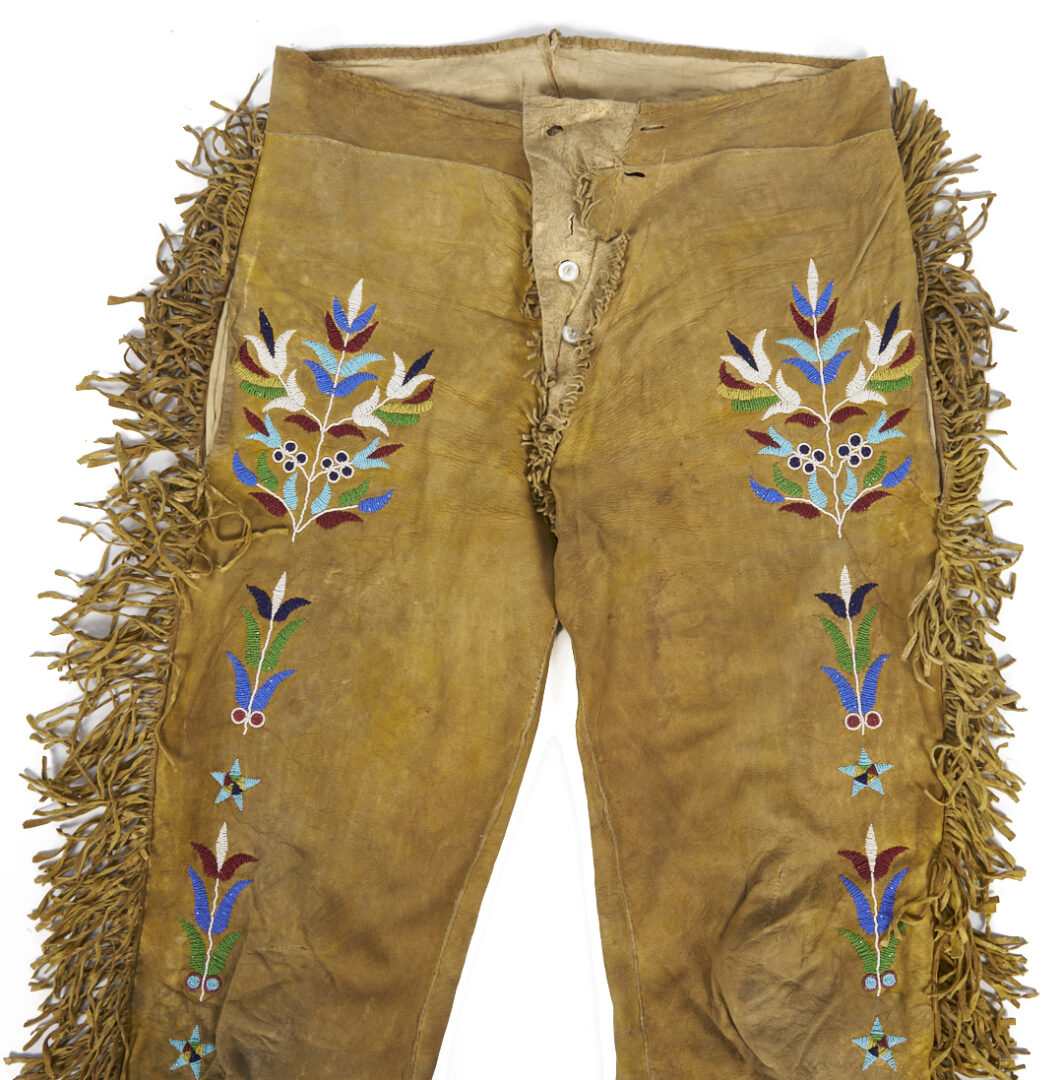 Lot 489: Native American Southern Cree Man’s Beaded Hide Trousers