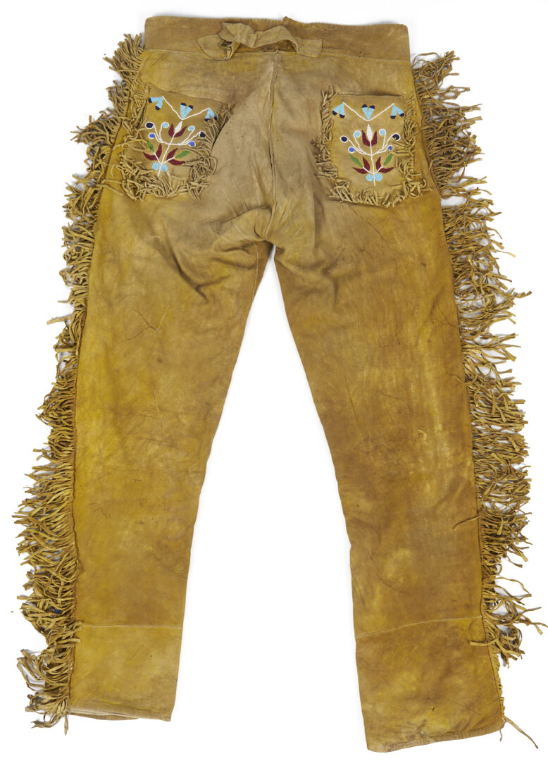 Lot 489: Native American Southern Cree Man’s Beaded Hide Trousers