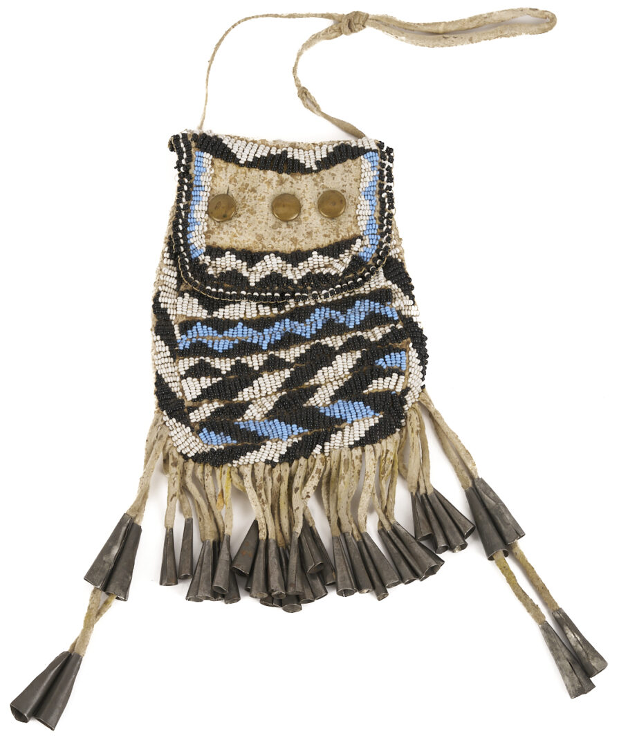 Lot 490: Native American Apache Beaded Hide Pouch