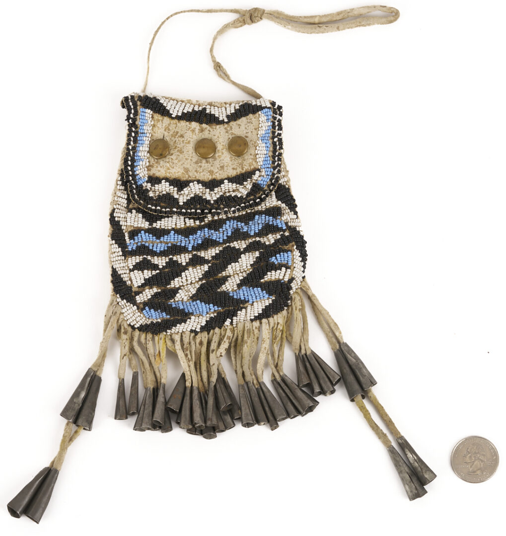 Lot 490: Native American Apache Beaded Hide Pouch