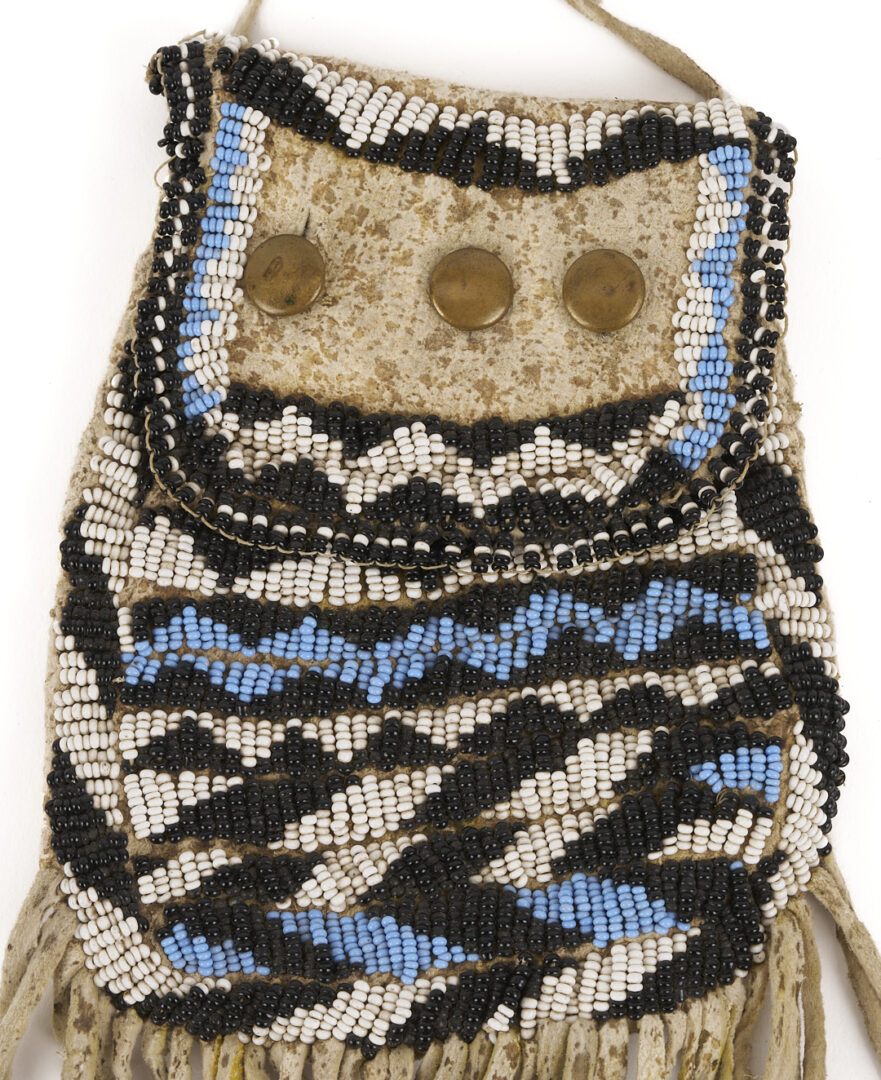 Lot 490: Native American Apache Beaded Hide Pouch