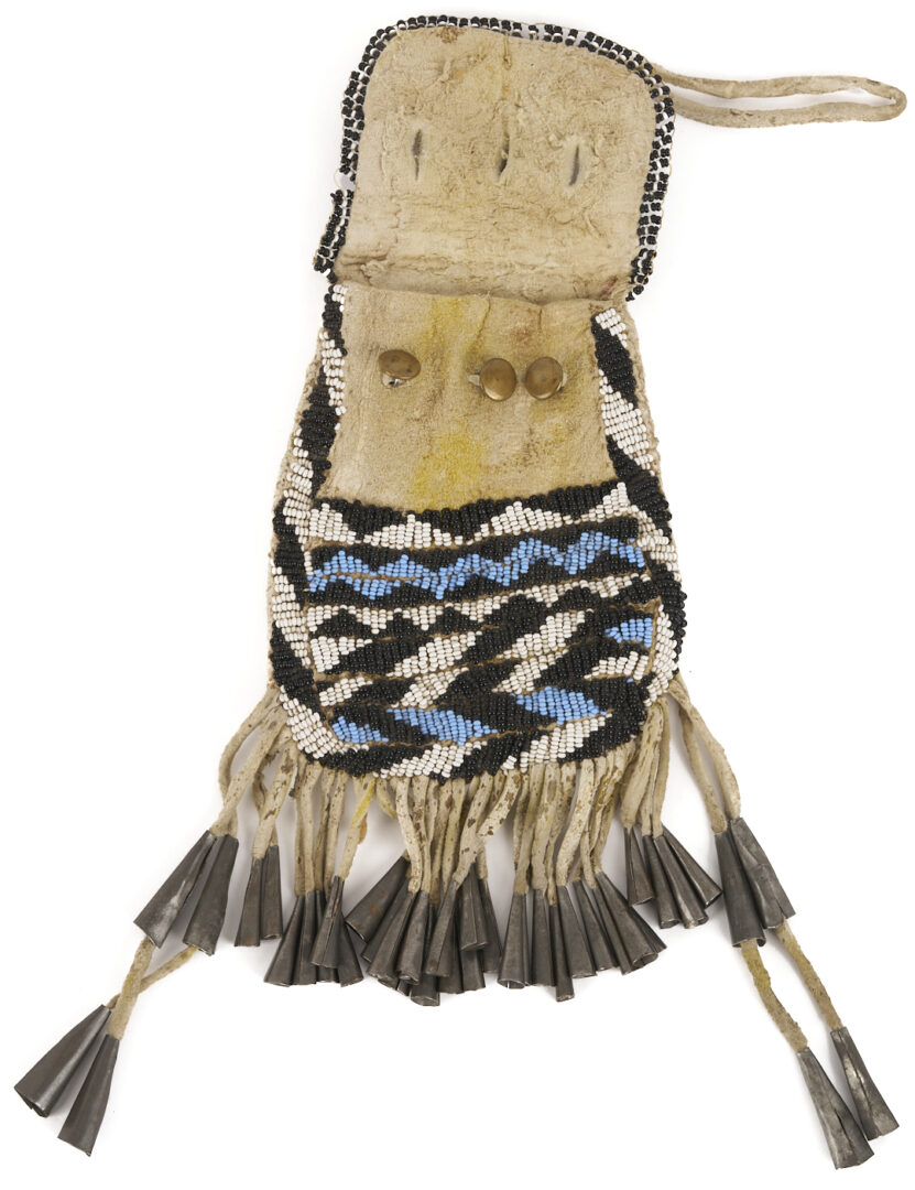 Lot 490: Native American Apache Beaded Hide Pouch