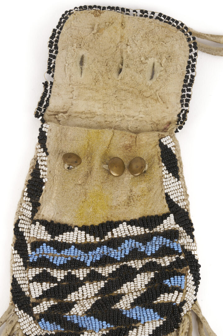 Lot 490: Native American Apache Beaded Hide Pouch