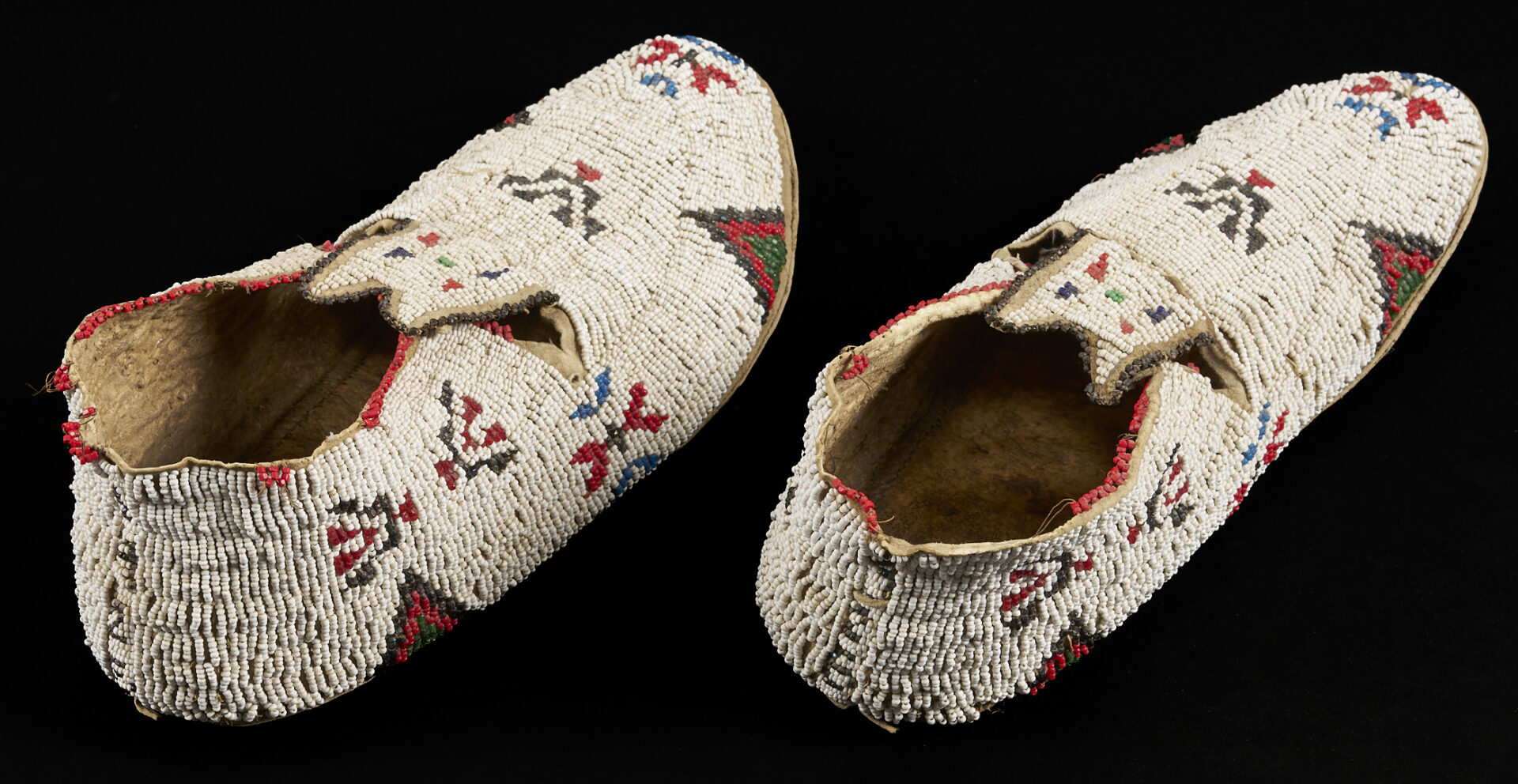 Lot 491: Native American Sioux Beaded Hide Cuffs & Moccasins