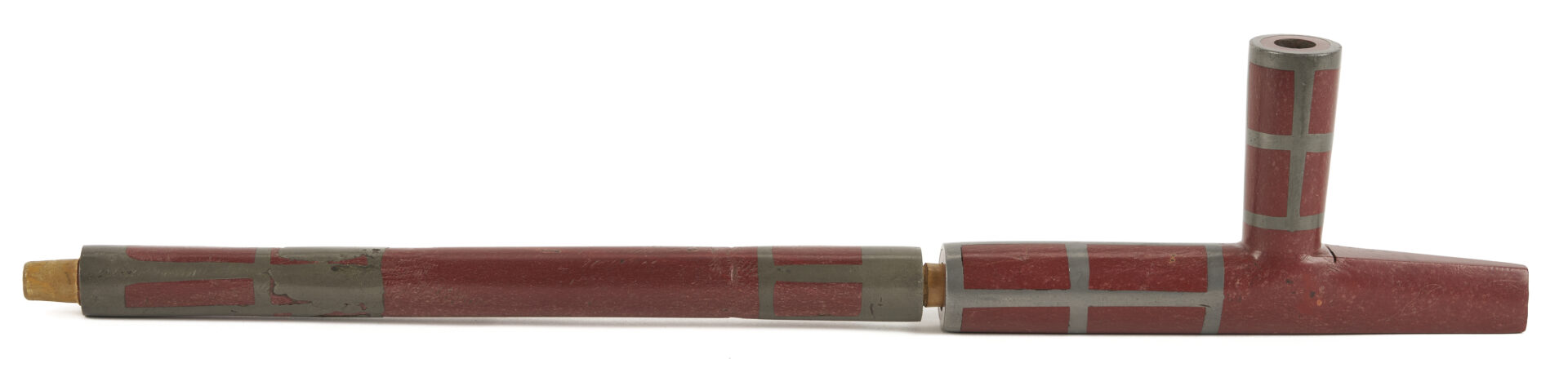 Lot 494: Native American Sioux Catlinite Pipe w/ Pewter Inlay