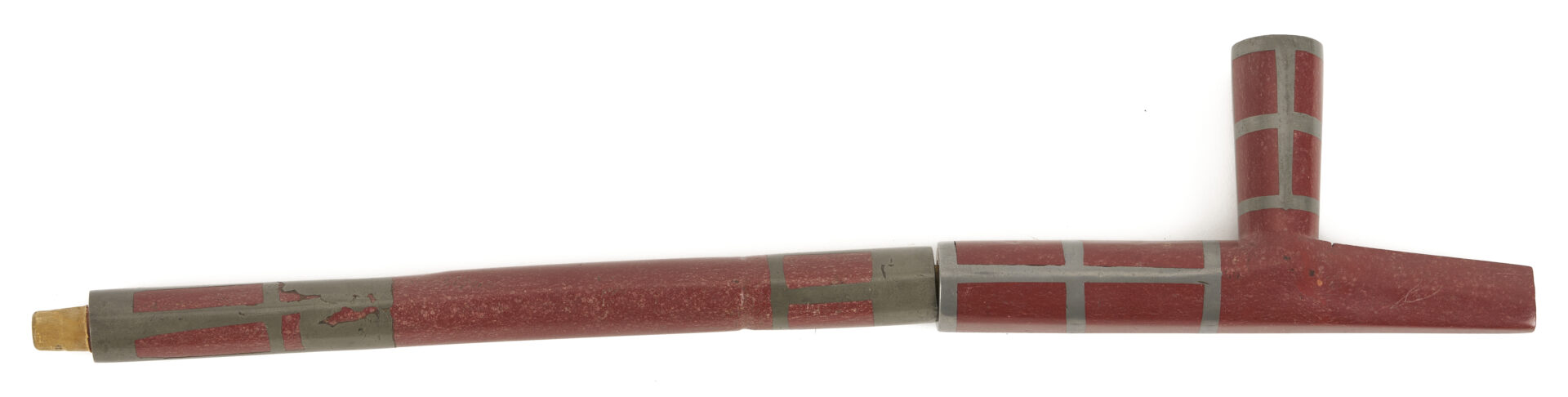 Lot 494: Native American Sioux Catlinite Pipe w/ Pewter Inlay