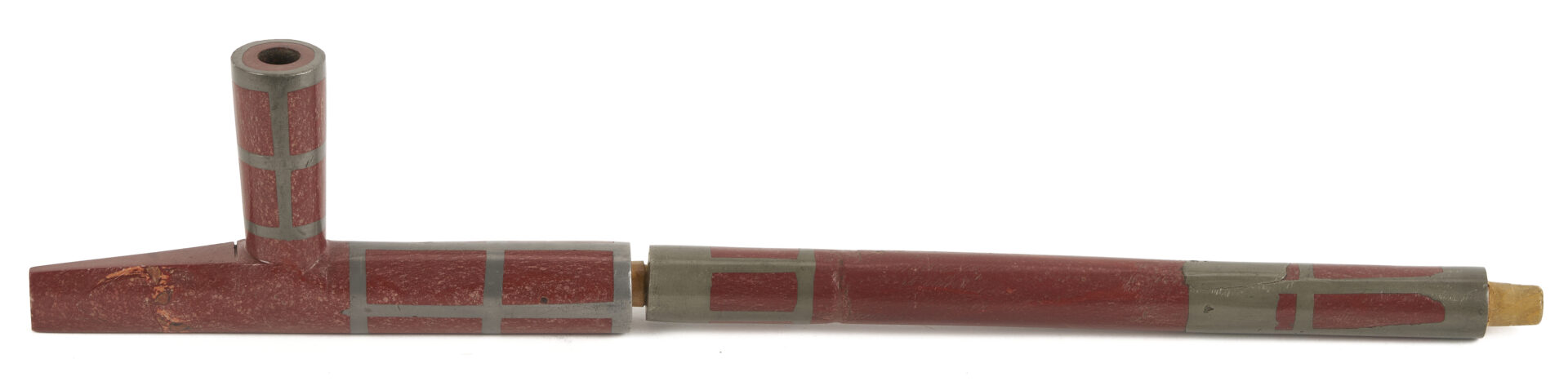 Lot 494: Native American Sioux Catlinite Pipe w/ Pewter Inlay