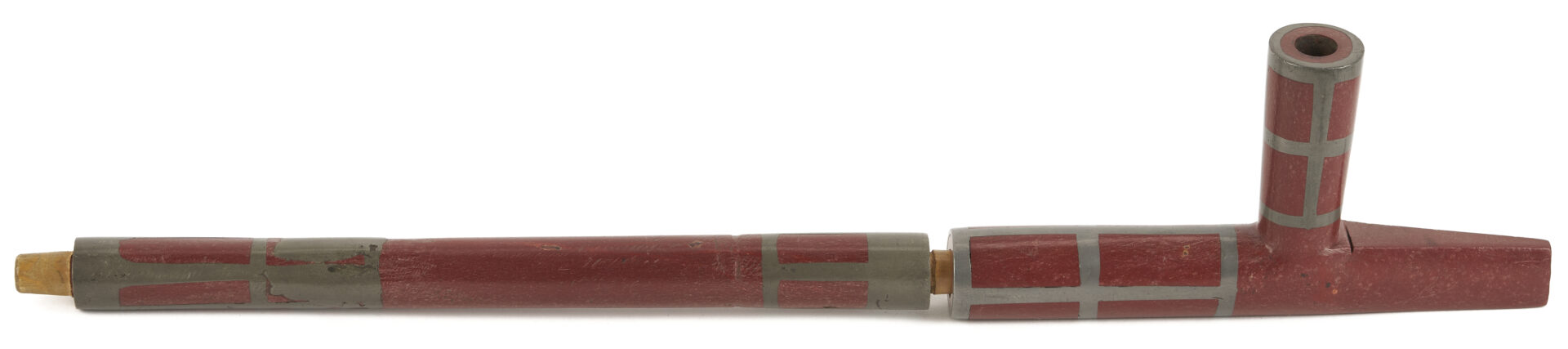 Lot 494: Native American Sioux Catlinite Pipe w/ Pewter Inlay