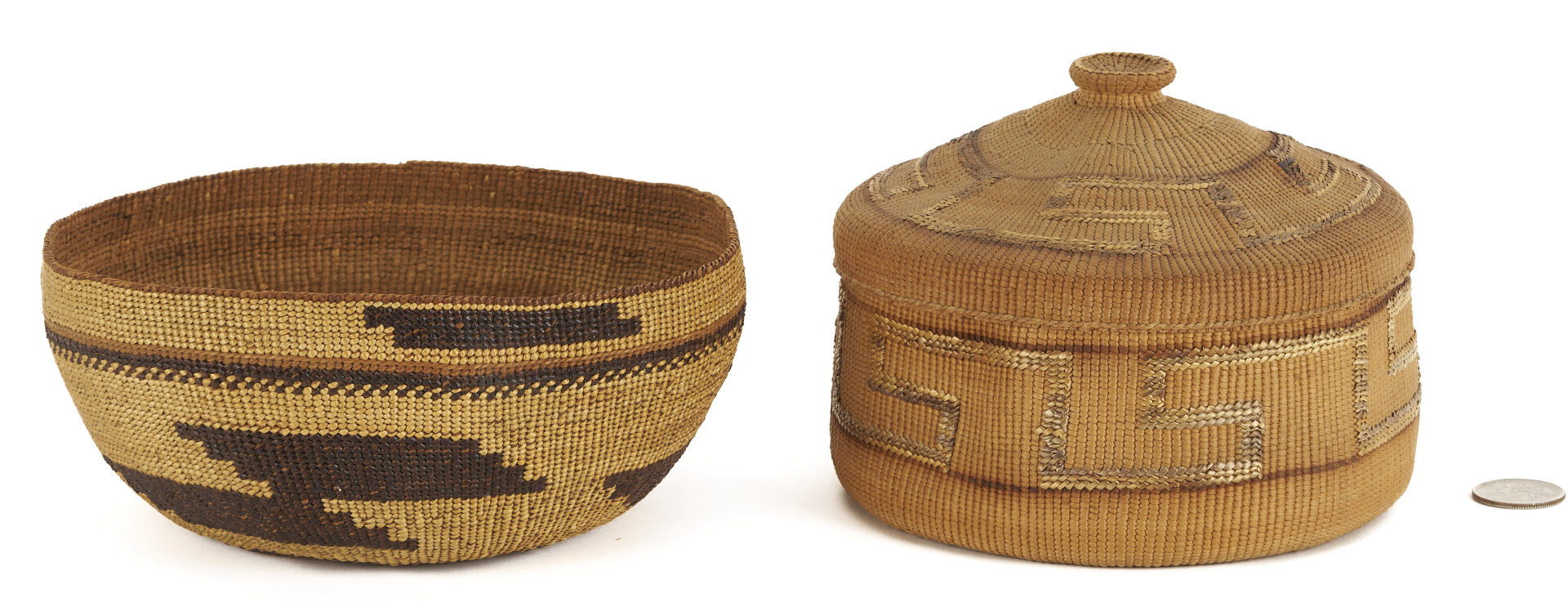 Lot 496: 2 Northwest Coast Native American Baskets: Tlinglet & Hupa