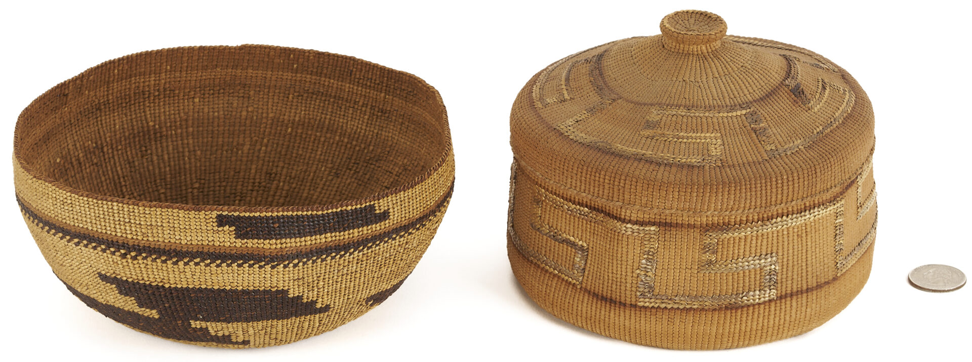 Lot 496: 2 Northwest Coast Native American Baskets: Tlinglet & Hupa
