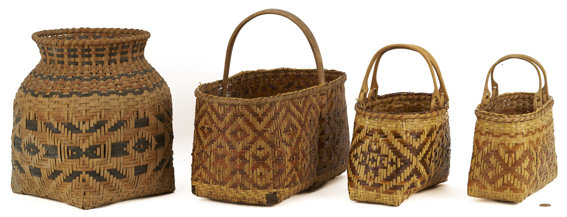 Lot 499: 4 Native American Cherokee Baskets