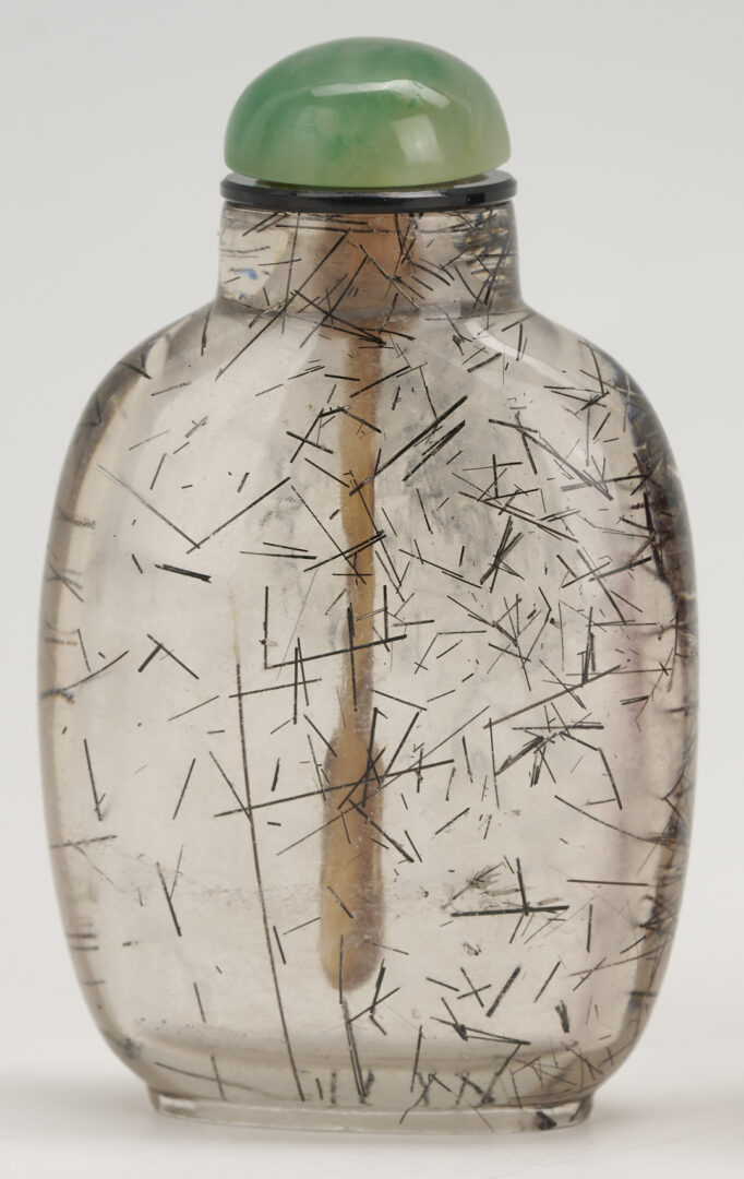 Lot 4: 2 Chinese Snuff Bottles: Hair Crystal and Glass Realgar