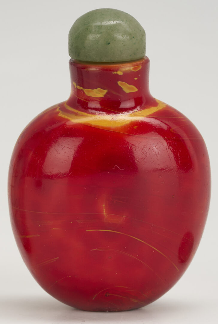 Lot 4: 2 Chinese Snuff Bottles: Hair Crystal and Glass Realgar
