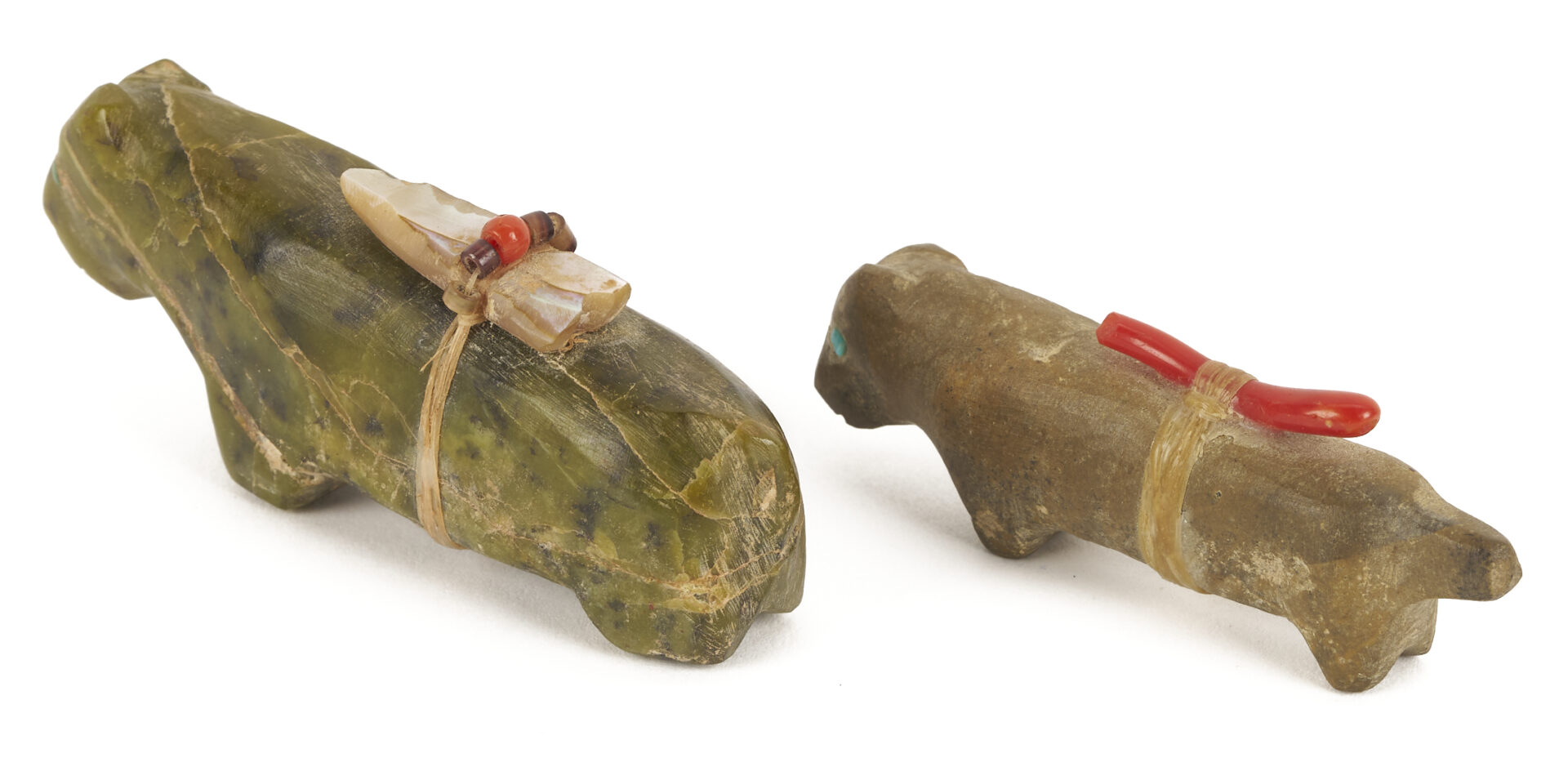 Lot 501: 3 Native American Fetishes & 1 Beaded Spoon
